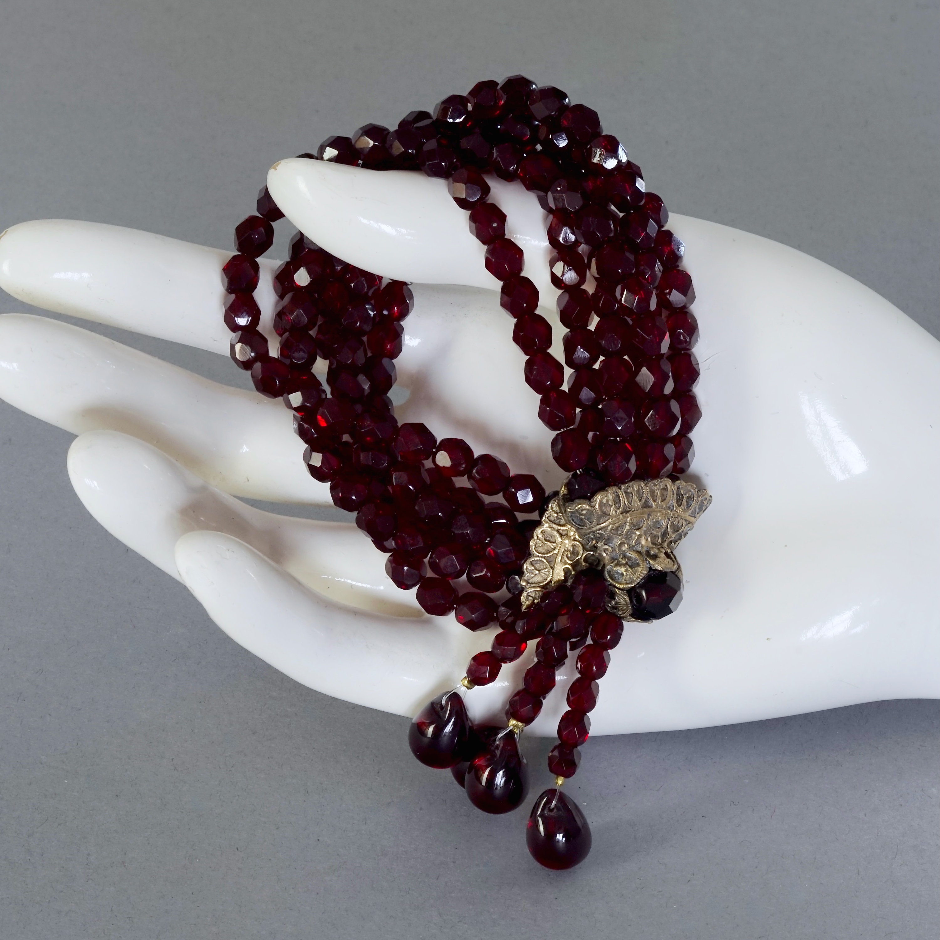 Vintage CHRISTIAN DIOR Hypnotic Poison Multi Strand Garnet