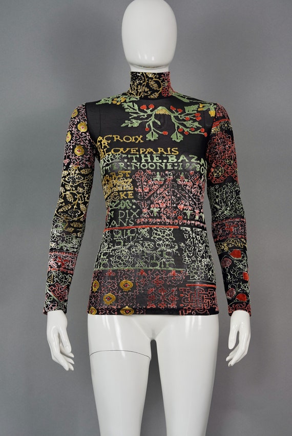 Vintage CHRISTIAN LACROIX Tattoo Effect Long Sleeves Shirt Top