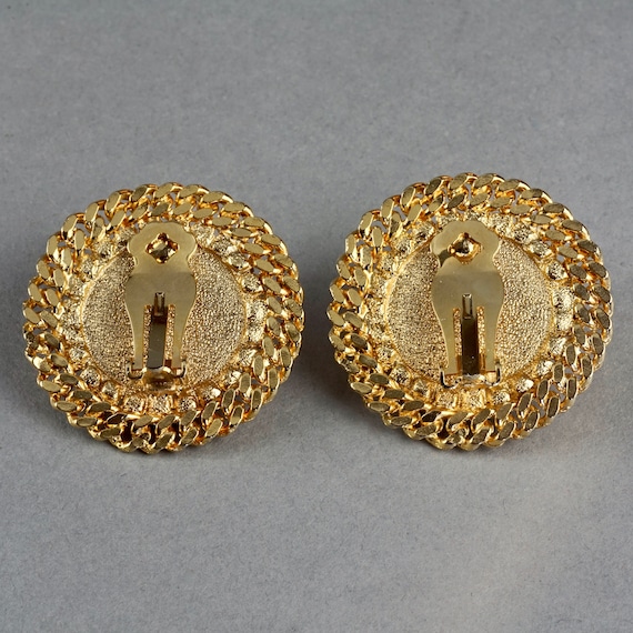 Vintage French EMPEROR NAPOLEON Coin Disc Rhinestone Earrings
