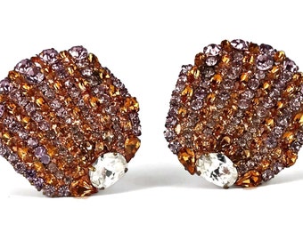 Vintage Massive YVES SAINT LAURENT Ysl Rhinestone Studded Earrings