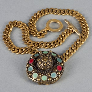 Vintage JEAN PAUL GAULTIER Tribal Enamel Medallion Necklace