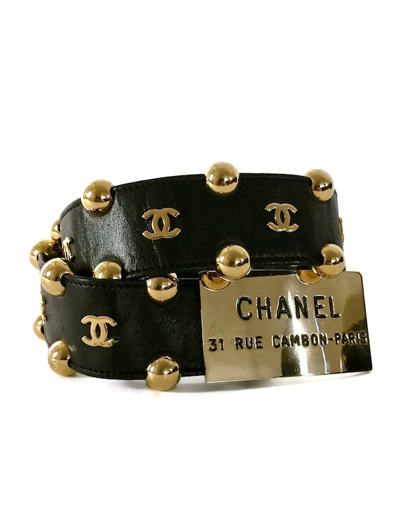 Vintage CHANEL Rue Cambon Paris Address Logo Ball Studs Belt Etsy Norway