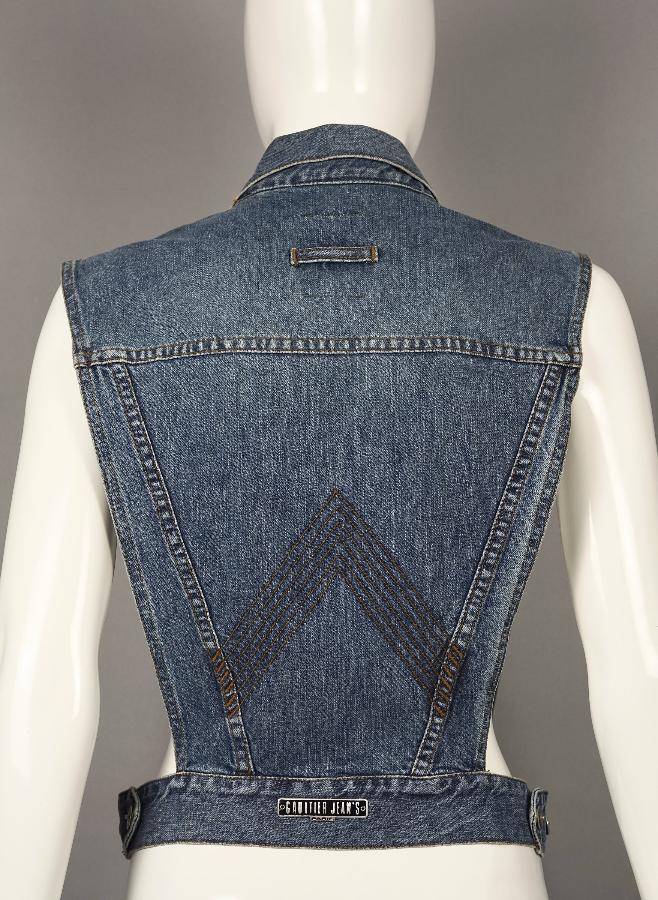 Vintage JEAN PAUL GAULTIER Open Sided Denim Vest - Etsy