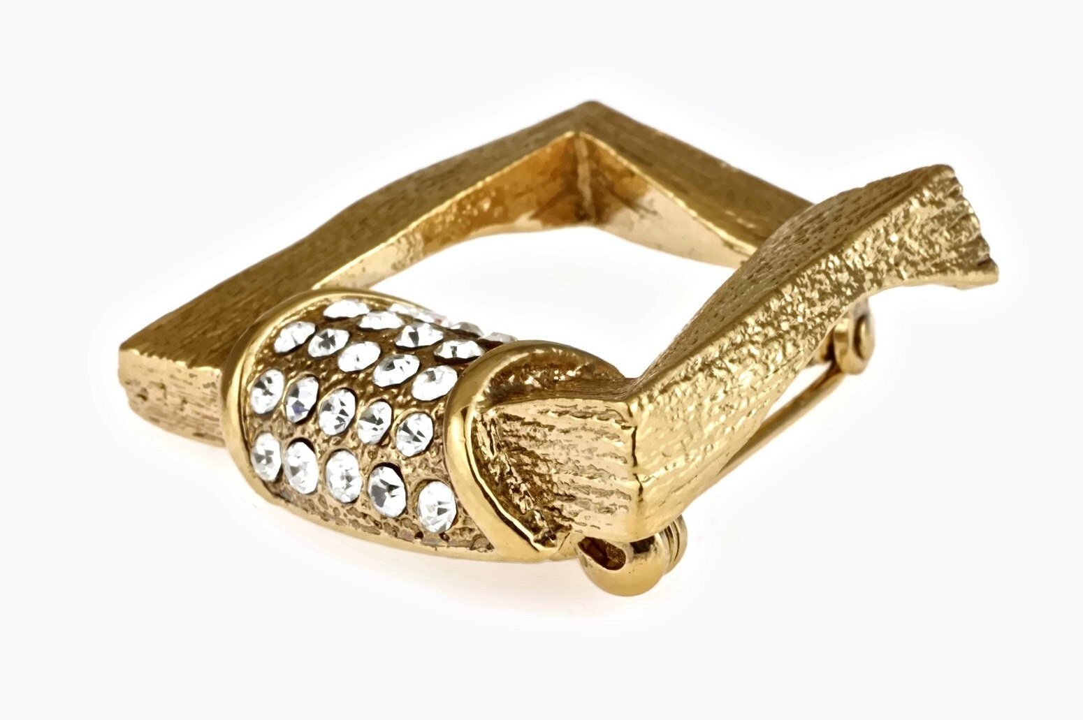 お箱付き‼️❤︎ YSL ❤︎ Vintage ❤︎ broach Vintage YVES SAINT LAURENT Ysl Gilt Square Rhinestone Brooch