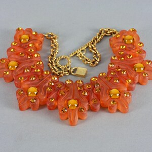 Vintage ALEXIS LAHELLEC PARIS Opulent Jewelled Orange Resin Necklace