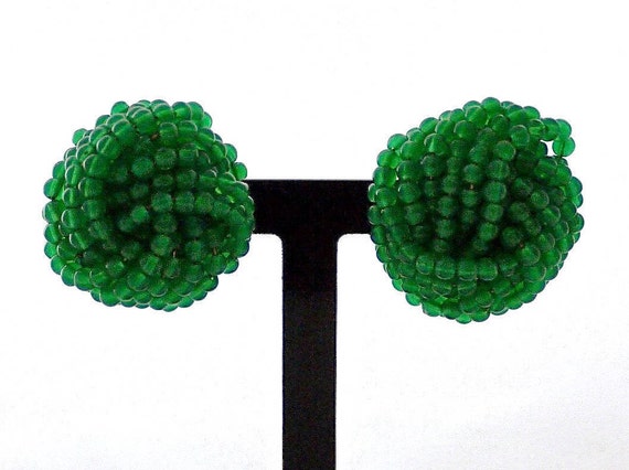 Vintage 1967 CHRISTIAN DIOR Knotted Emerald Glass… - image 4