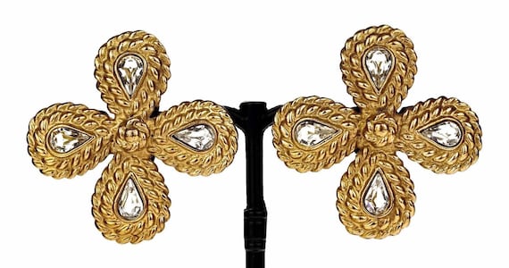 Vintage YVES SAINT LAURENT Ysl Flower Torsade Rhi… - image 2