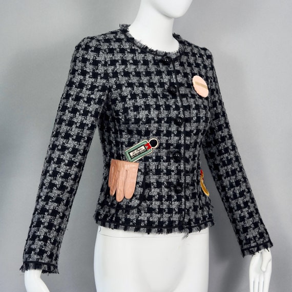 Vintage MOSCHINO CHEAP and CHIC Cosmetic Applique Houndstooth