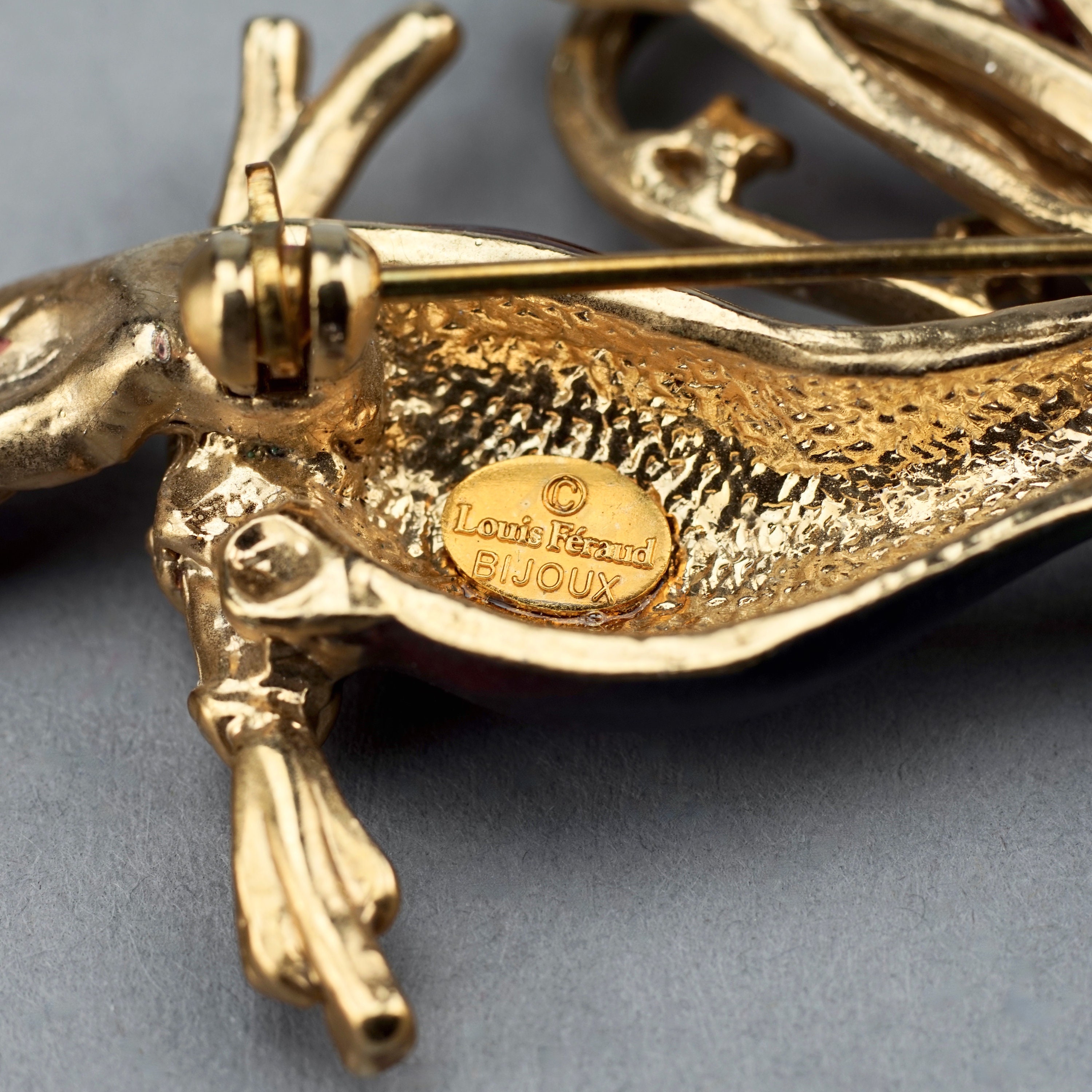 Vintage LOUIS FERAUD Jewelled Bird Enamel Brooch For Sale at