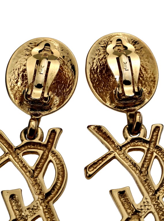 Vintage YVES SAINT LAURENT Ysl Iconic Logo Drop Earrings