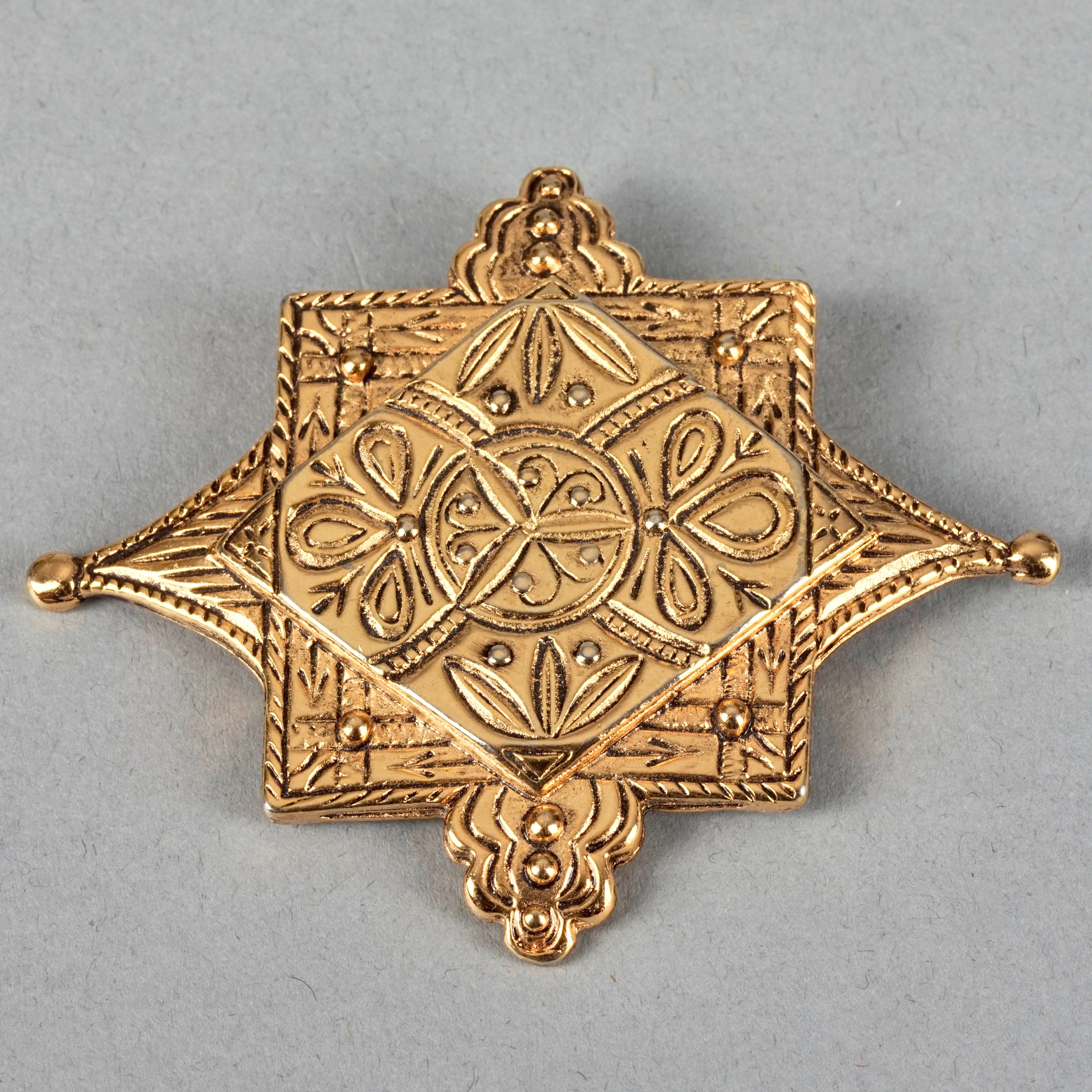 Broche Vintage Jean-Louis Scherrer Paris - Style Orientaliste Années 1980, Dorée