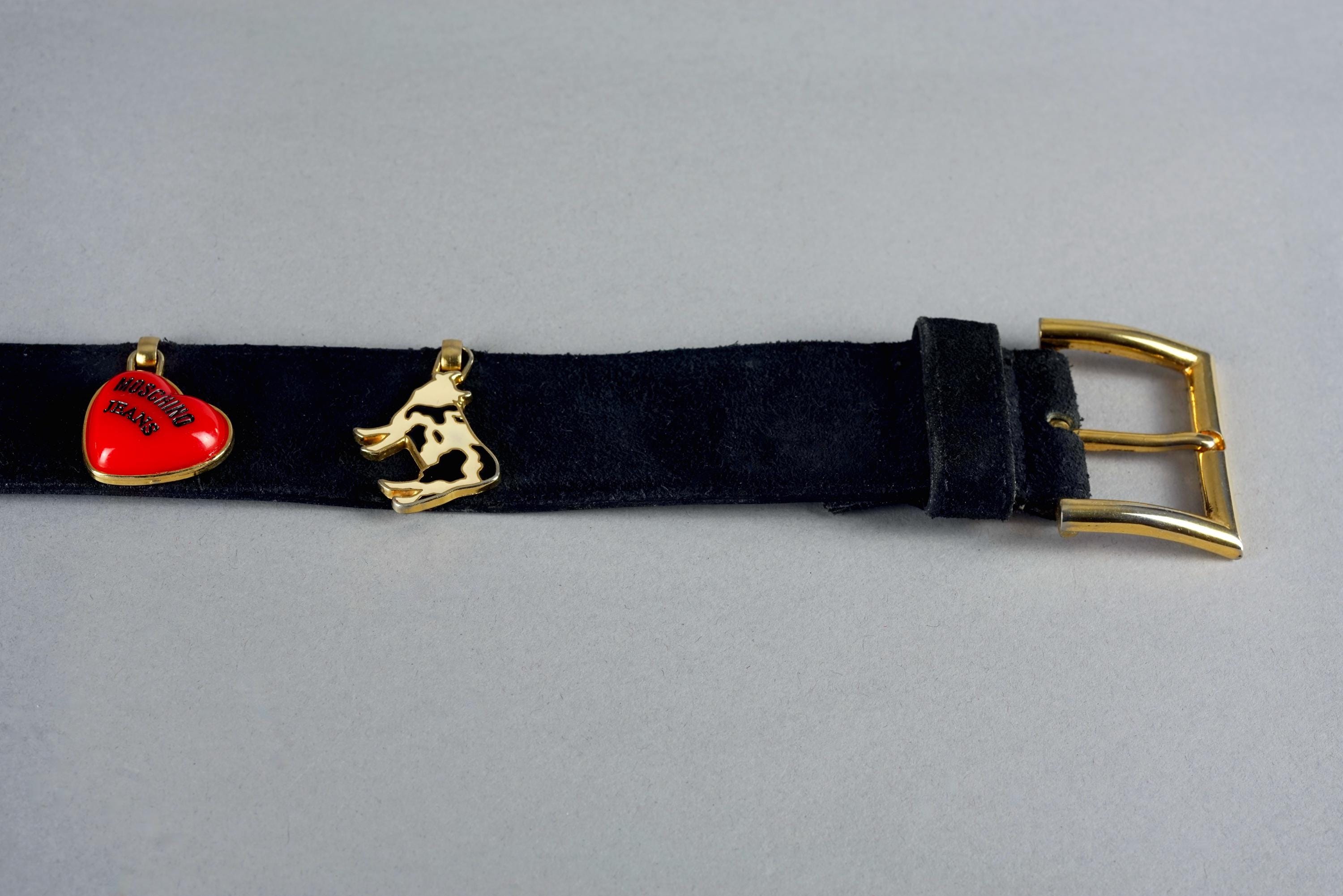Vintage MOSCHINO Iconic Love Peace Smiley Cow Charm Black  display picture 3
