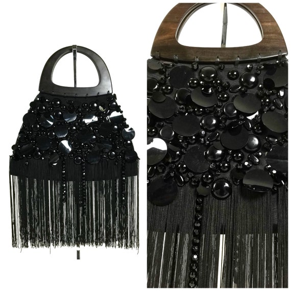 Vintage YSL Yves Saint Laurent Disc Beaded Fringe