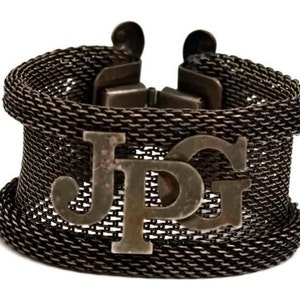 Vintage JEAN PAUL GAULTIER Logo Rustic Mesh Cuff Bracelet