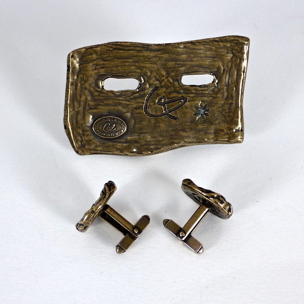 ヴィンテージ 1994 クリスチャン ラクロア 限定版 ロゴプレート カフス