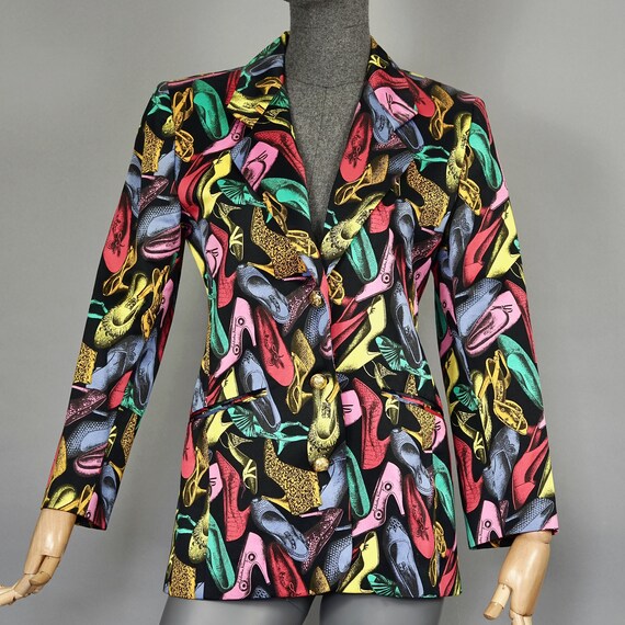 Vintage 1991 SALVATORE FERRAGAMO Multicolor Shoe Print Vintage 1991 SALVATORE FERRAGAMO Multicolor Shoe Print
