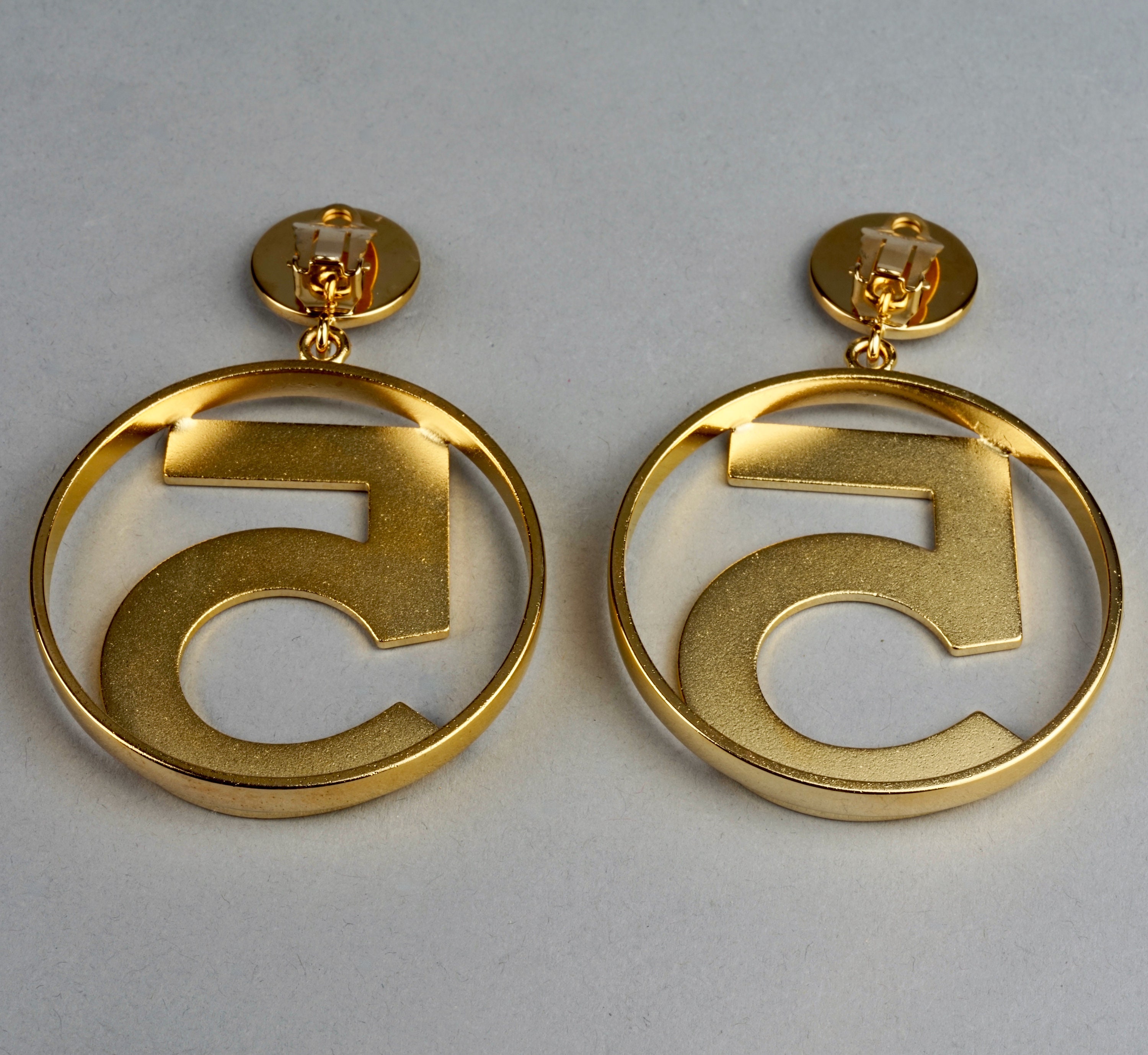 Vintage Jumbo CHANEL Iconic No 5 Hoop Earrings 