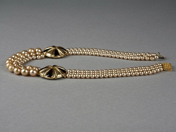 Vintage Balenciaga Tiered Pearl Disc Necklace - image 4