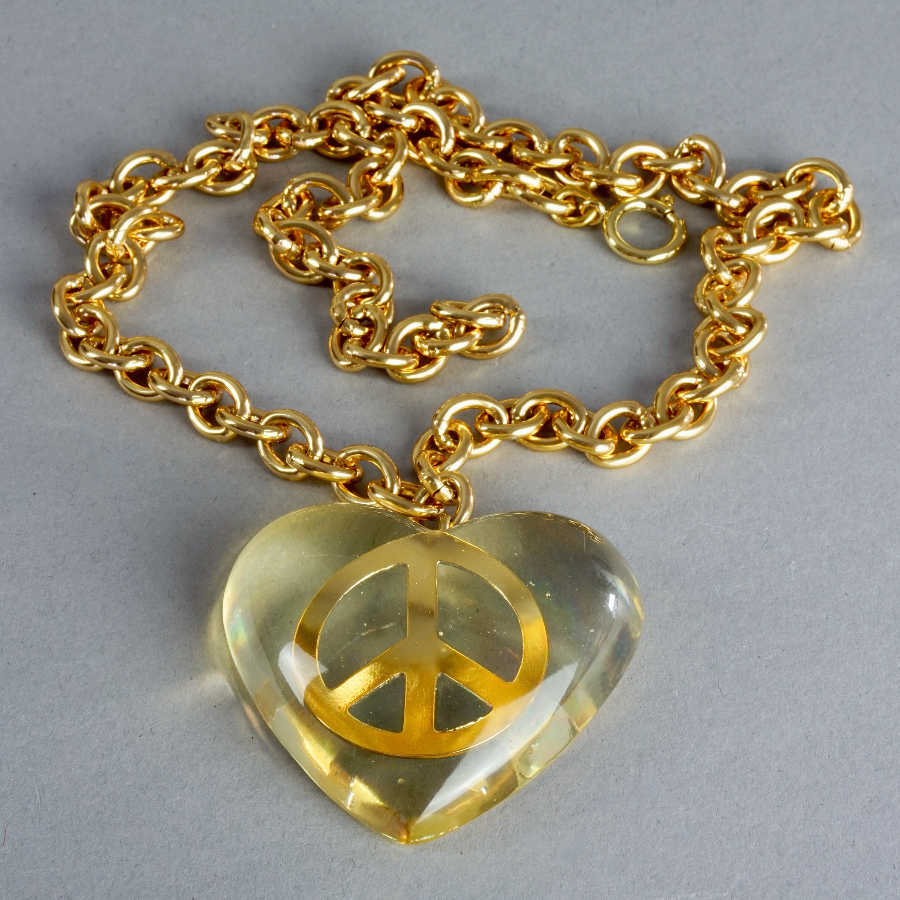 Vintage MOSCHINO Lucite Heart Peace Sign Novelty Necklace - Etsy