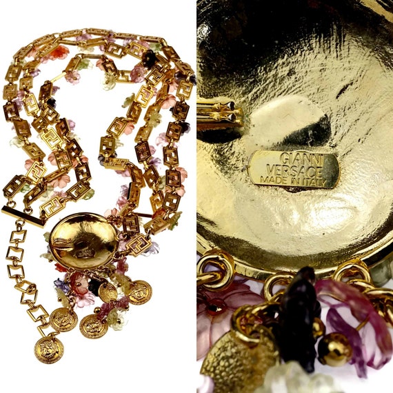 Vintage 1993 GIANNI VERSACE Flower Medusa Medallion Tiered  display picture 1