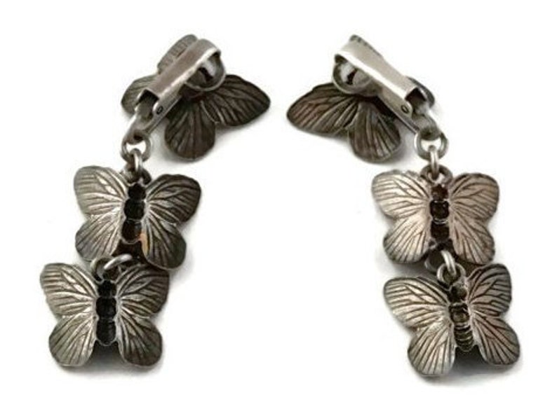 Vintage JPG Jean Paul Gaultier Tiered Enamel Butterfly Earrings image 5