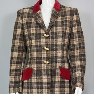 Chaqueta blazer vintage con botones de cuadros escoceses MOSCHINO, barata y elegante