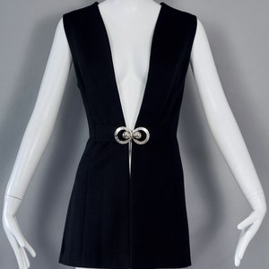 Vintage PIERRE CARDIN Mod Space Age Black Wool Vest Coat