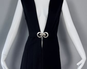 Vintage PIERRE CARDIN Mod Space Age Black Wool Vest Coat