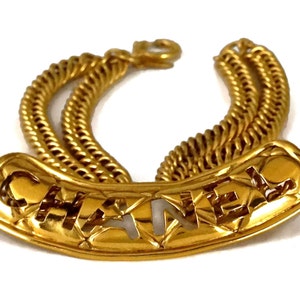 Vintage CHANEL Quilted Cut Out Plate Double Chain Necklace