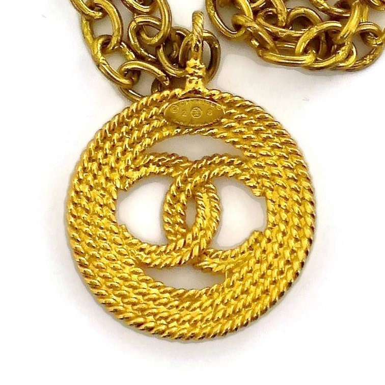 Vintage CHANEL Logo Medallion Necklace 