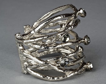 Vintage CHRISTIAN LACROIX Protruding Rhinestone Wire Cuff