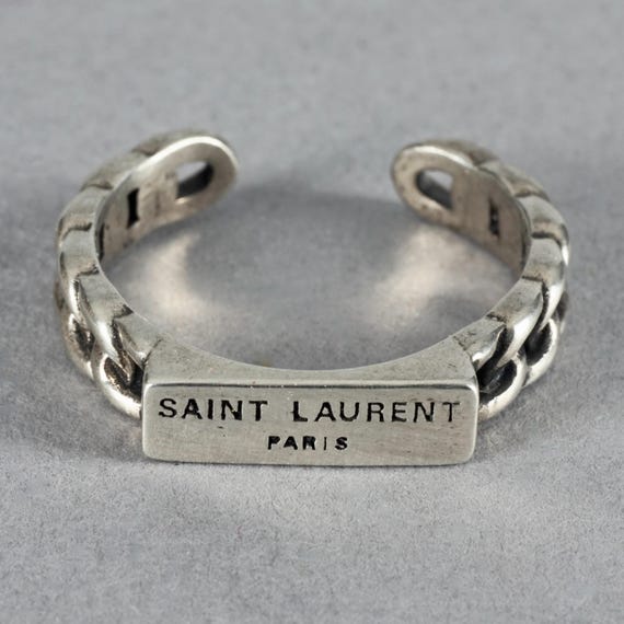Vintage YVES SAINT LAURENT Nameplate Chain-link Silver Ring - Etsy