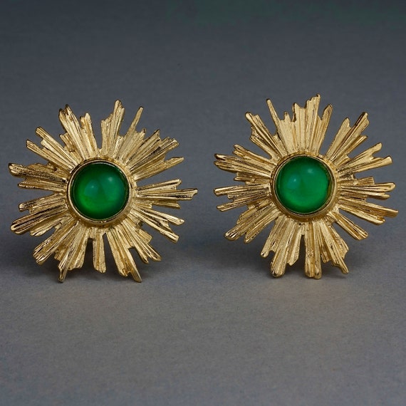 Vintage YVES SAINT LAURENT Ysl Sunburst Emerald S… - image 5