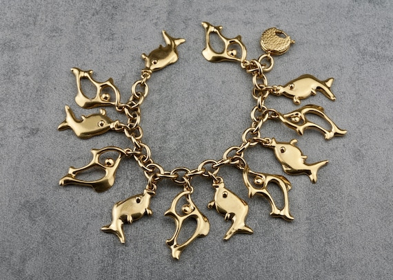 Vintage YVES SAINT LAURENT Ysl Fish Charm Bracelet - image 1