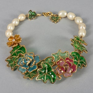 CHANEL MAISON GRIPOIX Fleurs en verre coulé et perles baroques Collier Choker image 3