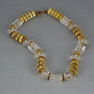 vintage YVES SAINT LAURENT Collier Ysl en lucite incolore citrine