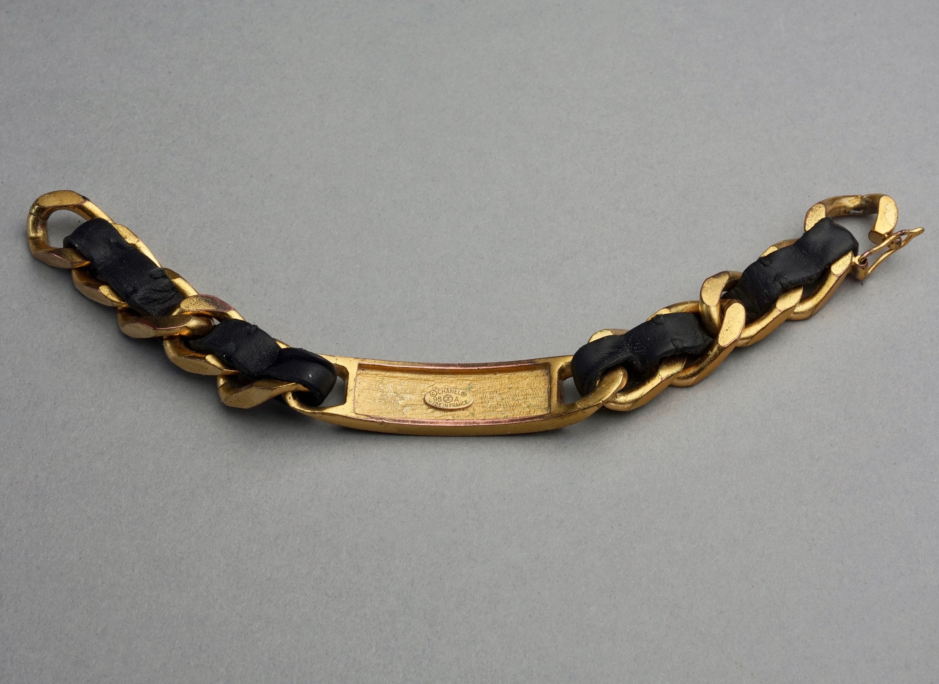 Vintage 1995 CHANEL ID Plate Leather Chain Bracelet - Etsy Hong Kong