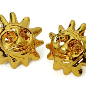 Vintage CHRISTIAN LACROIX Iconic Sun Face Earrings image 1