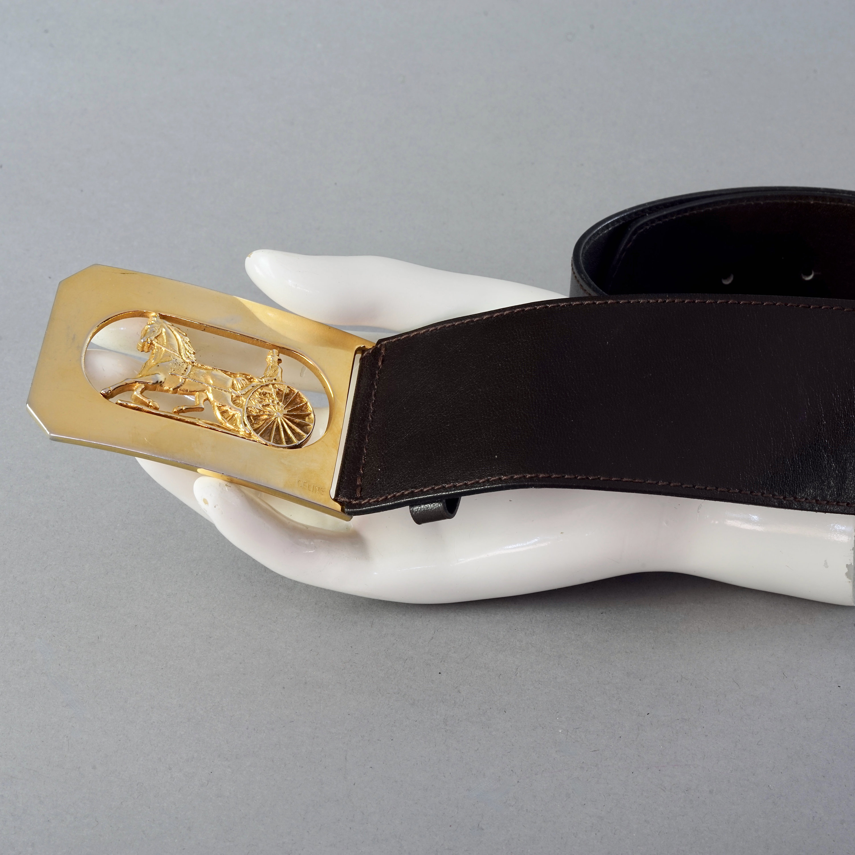 Vintage CELINE PARIS Horse Carriage Buckle Dark Brown Vintage CELINE PARIS Horse Carriage Buckle Dark Brown
