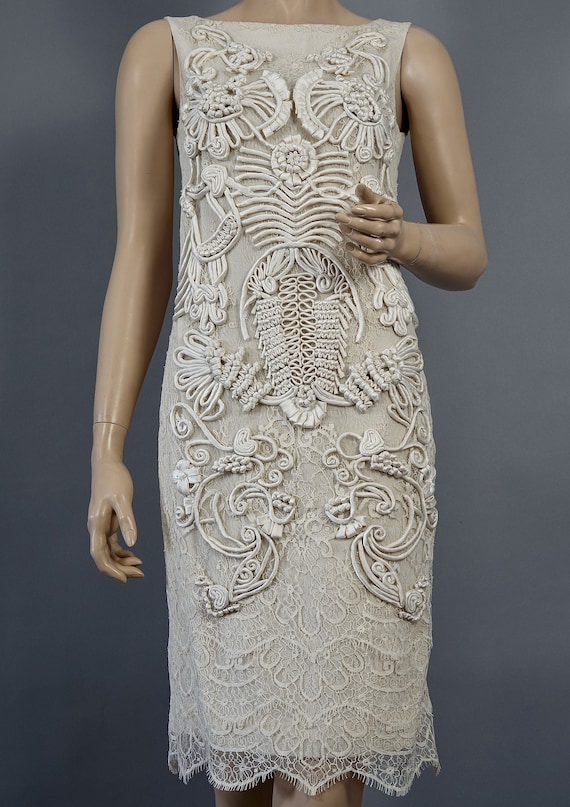 Vintage CHRISTIAN LACROIX Silk Soutache Lace Ecru Dress - Etsy Denmark