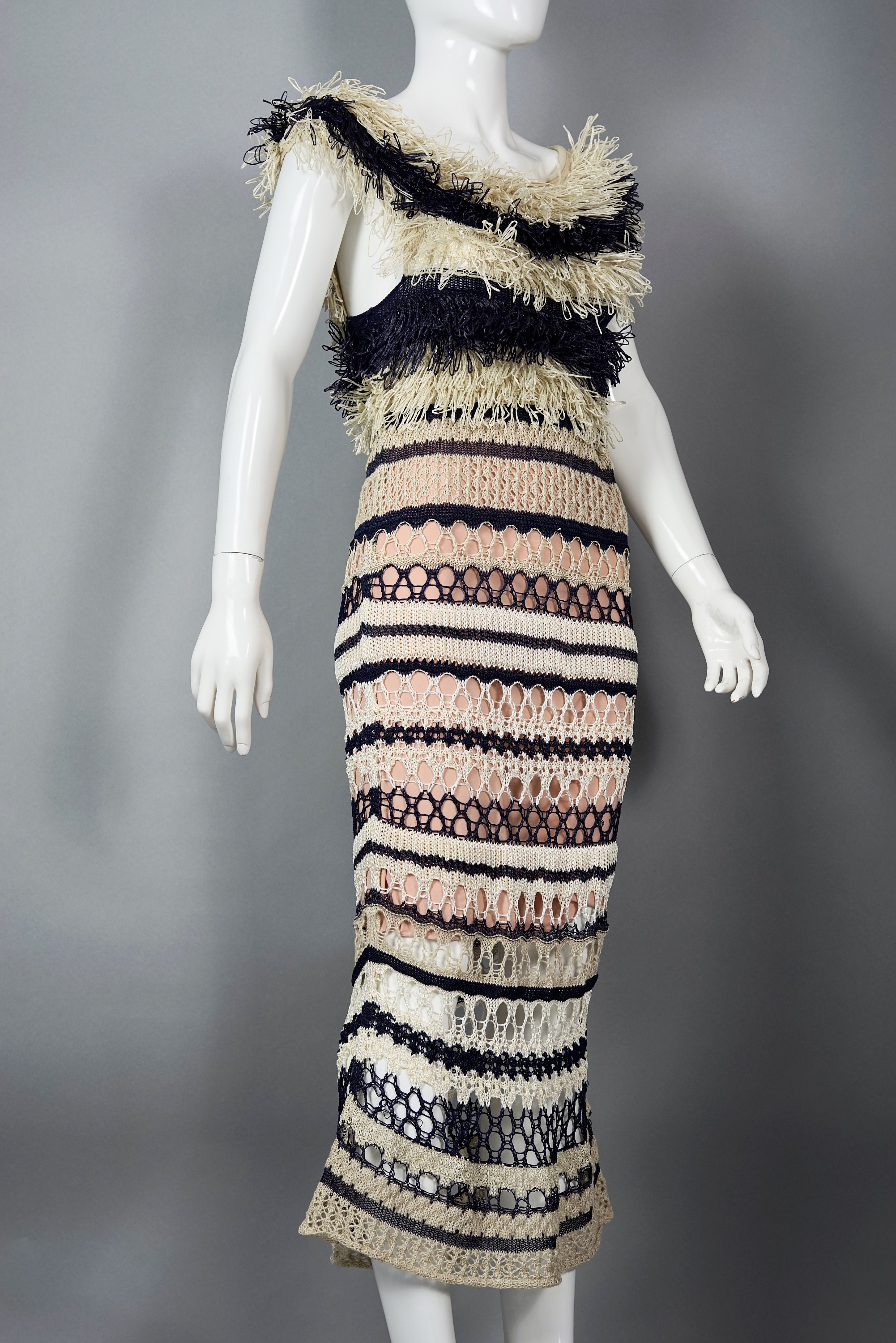 Vintage JEAN PAUL GAULTIER Raffia Knit Crochet Nautical Dress - Etsy