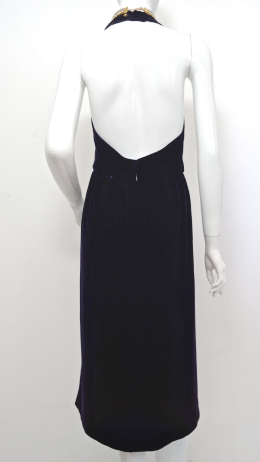 Vintage CHANEL BOUTIQUE Velvet Halter Formal Dress -  Norway