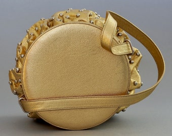 Vintage RENAUD PELLEGRINO Studded Gold Leather Bag - Etsy