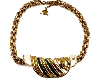Collier vintage en émail avec logo ANDRE COURREGES