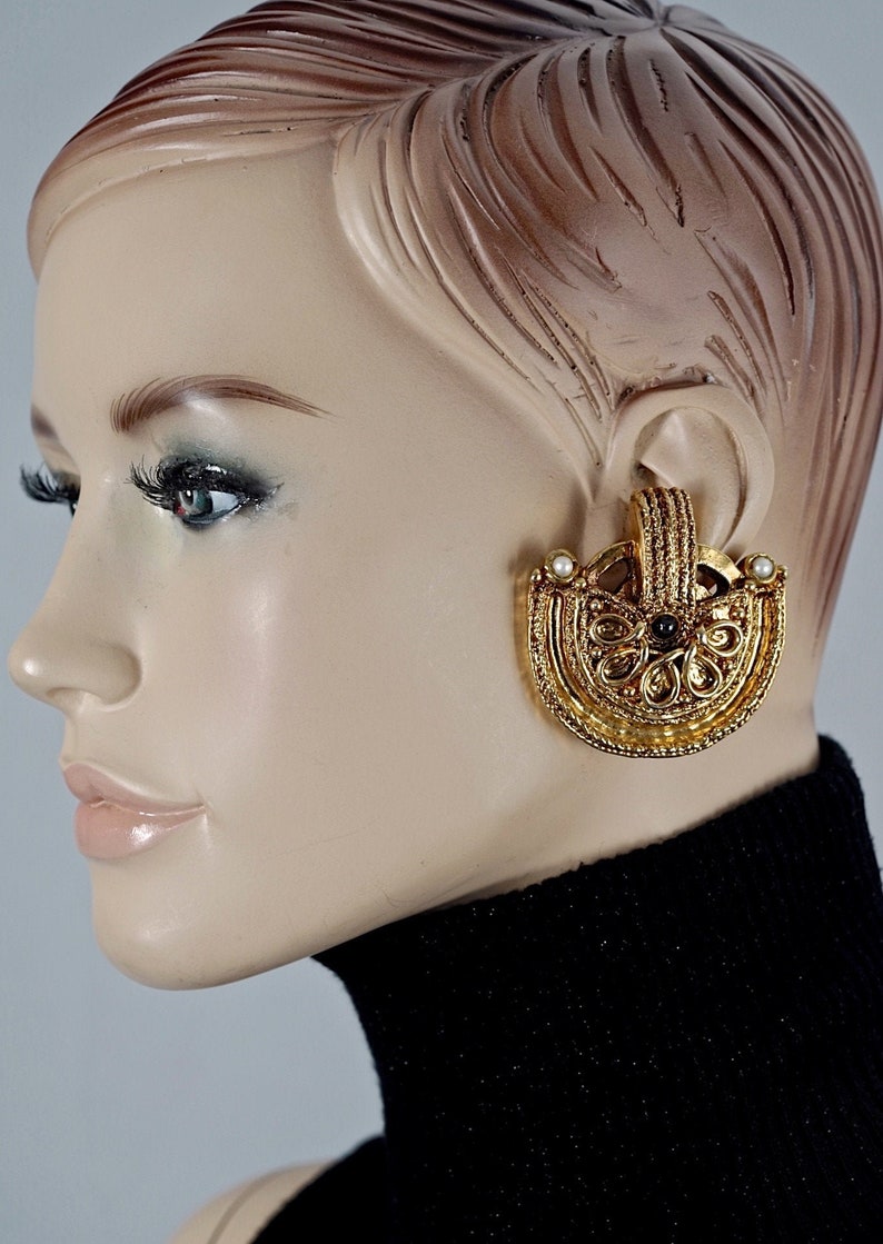Vintage Massive CLAIRE DEVE Mogul Jewelled Earrings image 2