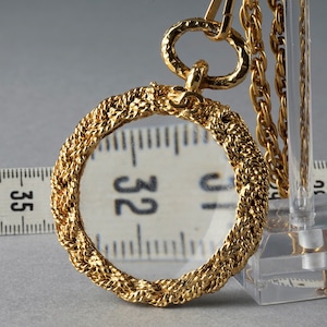 Vintage CHANEL Logo Braided Magnifying Glass Double Chain Necklace