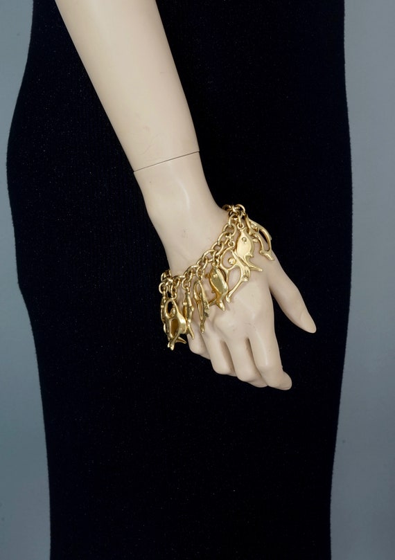 Vintage YVES SAINT LAURENT Ysl Fish Charm Bracelet - image 8