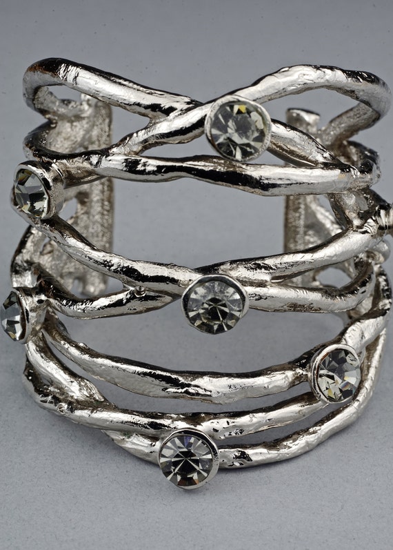クリスチャンラクロア バングル Vintage CHRISTIAN LACROIX Protruding Rhinestone Wire Cuff