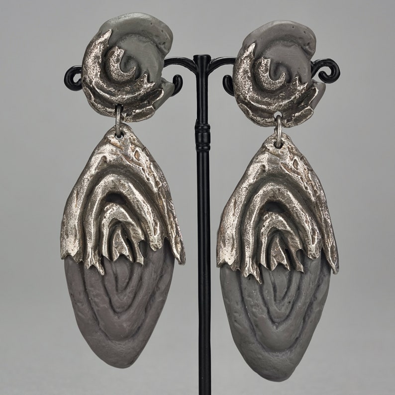 Vintage Massive CLAUDE MONTANA Pour Claire Deve Brutalist Earrings image 2