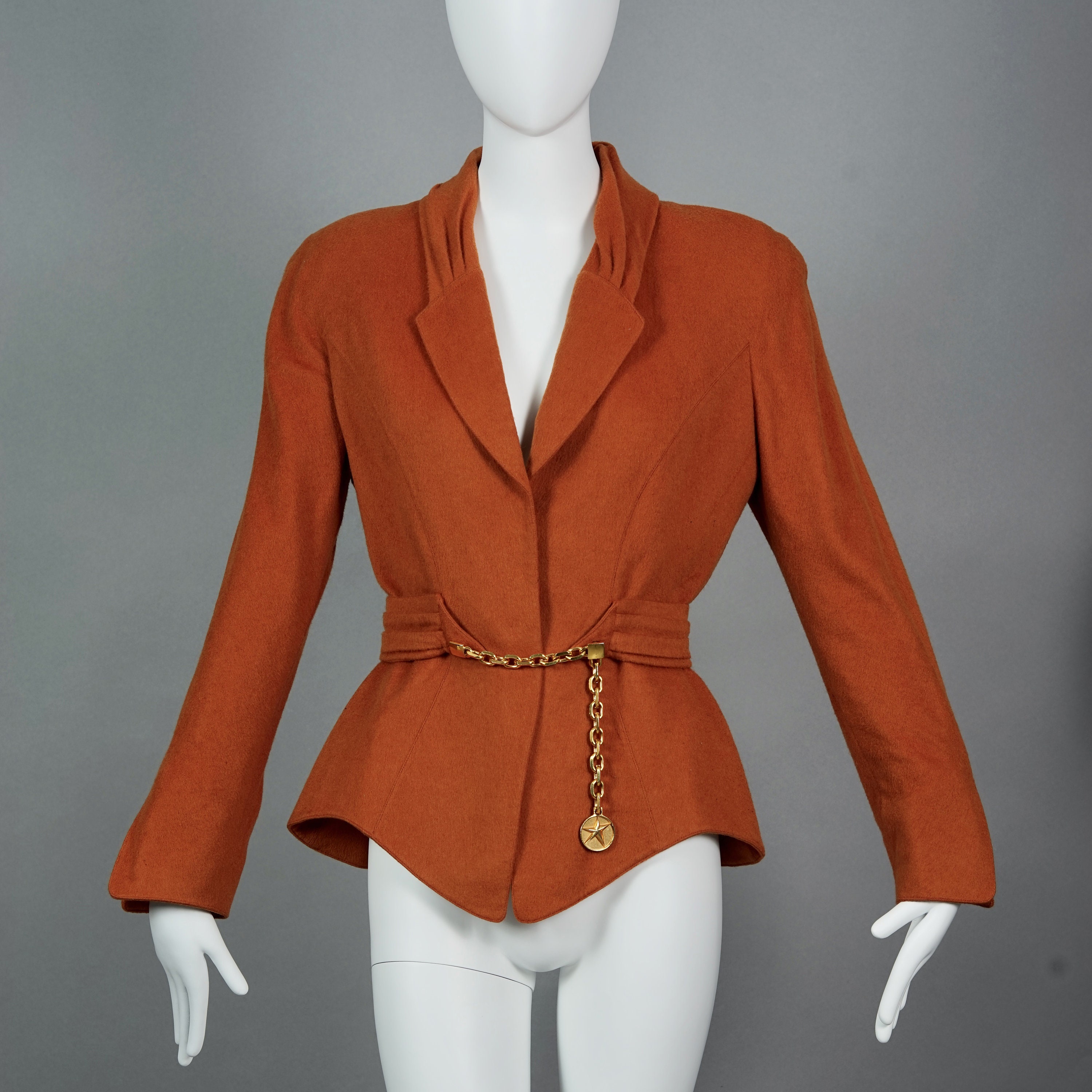 Vintage THIERRY MUGLER Structured Belted Chain Burnt Orange Vintage THIERRY MUGLER Structured Belted Chain Burnt Orange